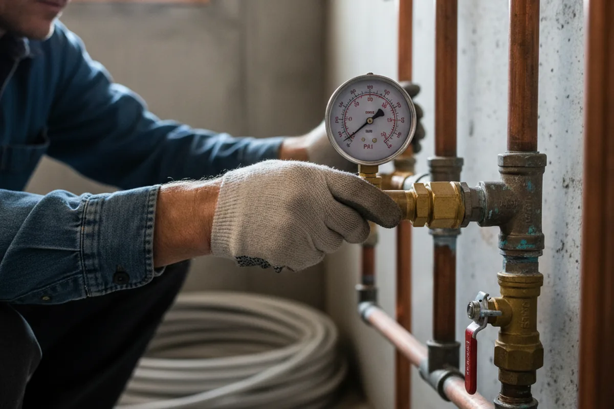 Pressure testing a repaired line during Water Line Repair in Ruby