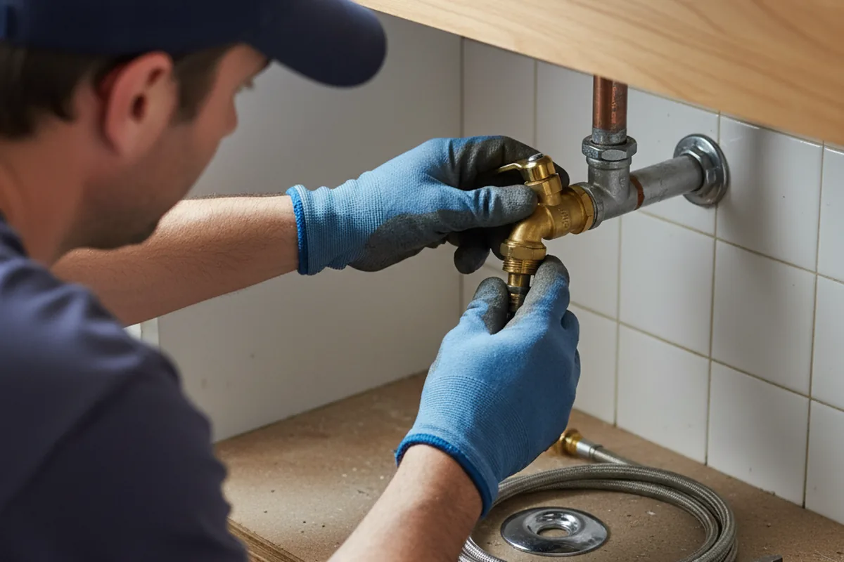 Shutoff valve and fitting work during Burst Pipe Repair in Ruby